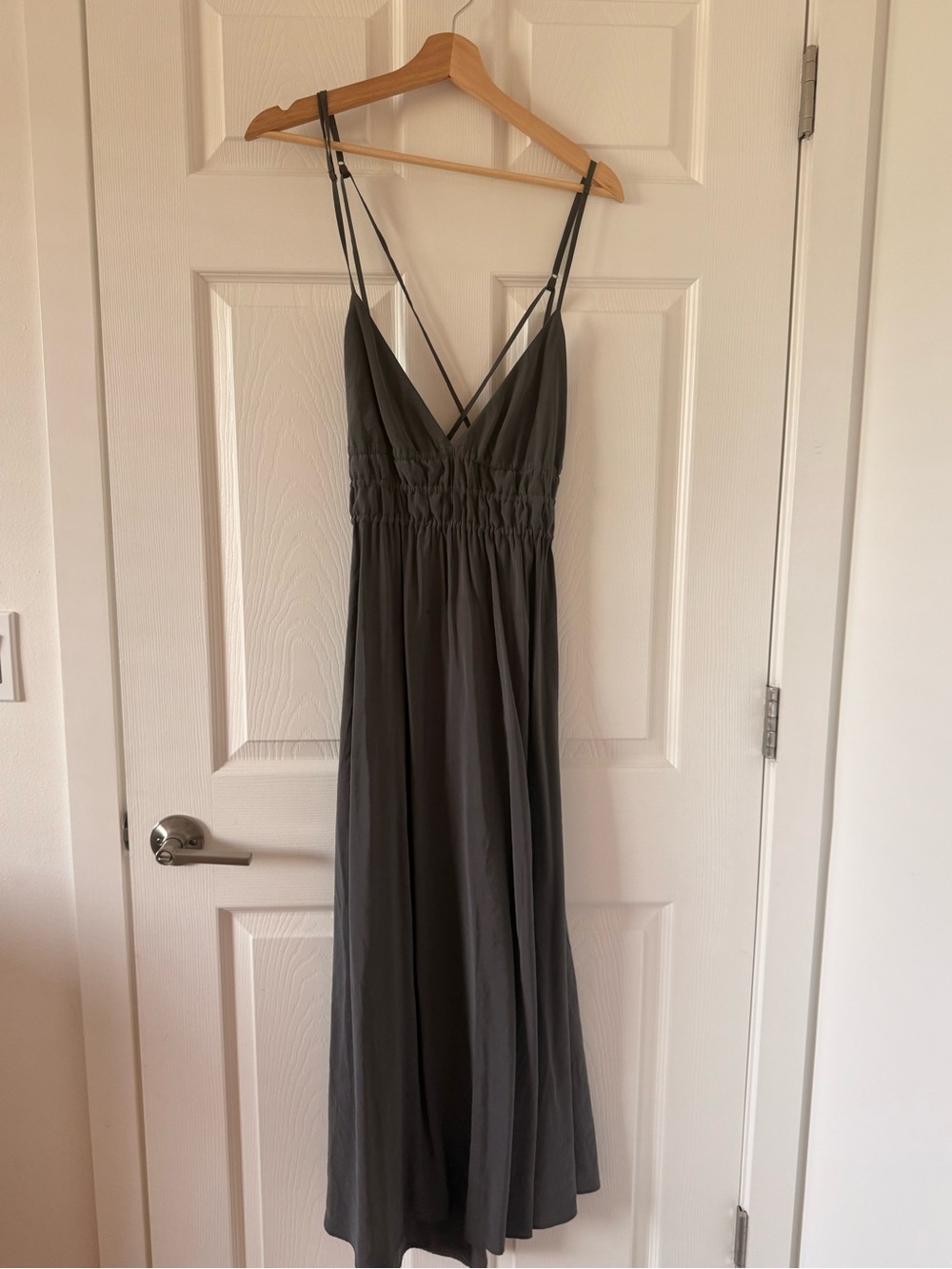 ZARA - Charcoal Grey V-Neck Spaghetti Strap Maxi Dress